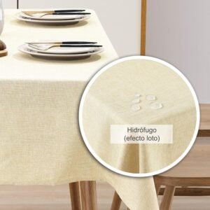 Mantel de lino dorado para mesa elegante